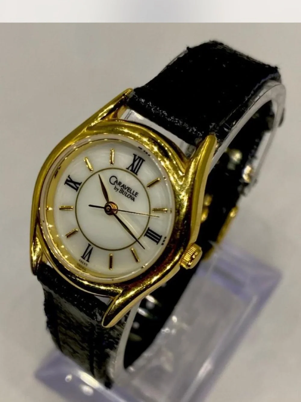 Caravelle ^^^  Gold-Tone Watch /  Black Strap * Luxury ***